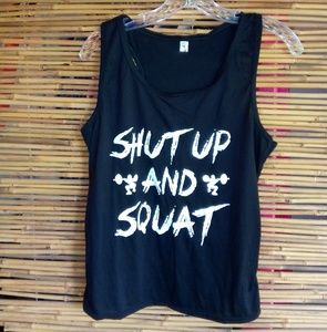 Ying Ying M Black Shut Up And Squat Tank Top